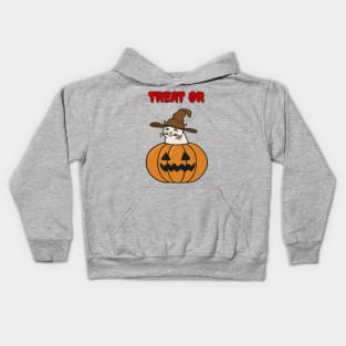 Halloween cat meme in a pumpkin Kids Hoodie